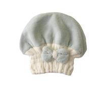 Bonnet sèche-cheveux, bonnet de douche, Serviette de séchage en polaire corail multicolore(Green)