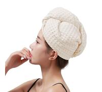 Bonnet sèche-cheveux, bonnet de douche, Serviette for cheveux Turban Séchage rapide Absorbant Léger Multicolore(Waffle Rice White)