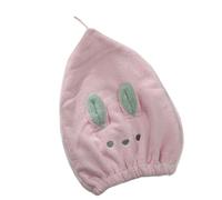 Bonnet sèche-cheveux, bonnet de douche, Serviette sèche-cheveux motif lapin 30 x 21 cm multicolore(Pink)