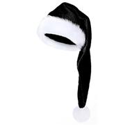 Bonnet Ski Barbe Long Santa Hats Xmas Velvet Christmas Hats for Adults Keep Warm Winter Christmas Costume Noir Et Blanc (Black, One Size)