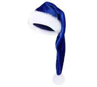 Bonnet Ski Barbe Long Santa Hats Xmas Velvet Christmas Hats for Adults Keep Warm Winter Christmas Costume Noir Et Blanc (Blue, One Size)