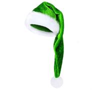 Bonnet Ski Barbe Long Santa Hats Xmas Velvet Christmas Hats for Adults Keep Warm Winter Christmas Costume Noir Et Blanc (Green, One Size)