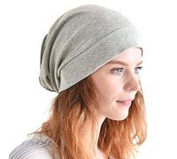 Bonnet Slouch en 100% Coton Bio, Chapeau Homme Bouffant & Turban Chimio Femme, Slouchy Beanie Cap en Mode Hipster Gris Clair