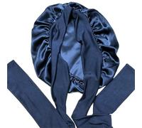 Bonnet Soie Cheveux Nuit Bonnet de couchage en soie for femmes, grand bonnet sommeil avec large bande élastique Salle De Bain(Blue2)