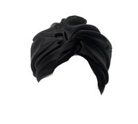 Bonnet Soie Cheveux Nuit Turban de Bonnet couchage torsadé en soie avec ruban élastique, couvre-chef for femmes for le soin des cheveux Salle De Bain(Black)