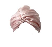 Bonnet Soie Cheveux Nuit Turban de Bonnet couchage torsadé en soie avec ruban élastique, couvre-chef for femmes for le soin des cheveux Salle De Bain(Pink)