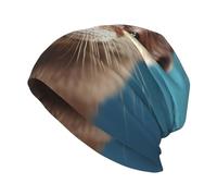 Bonnet souple mignon imprimé loutre chapeau tricoté léger casquette souple décontracté couvre-chef pour femmes hommes, Loutre mignonne, taille unique