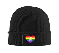 Bonnet Souple Tricoté Fierté Homosexuel Drapeau Rainbow Amour Chaud Bonnets en Tricot Extensible Chapeau d'hiver Tricoté pour Femme Sports Ski