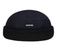 Stetson Bonnet Sparr Docker Femme/Homme - Made in The EU Doublure Polaire en Laine a Revers avec Revers, Bonnets Docker, Doublure, Automne-Hiver Hiver - M (56-57 cm) Bleu Fonce