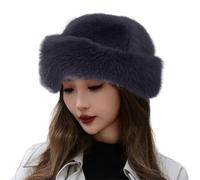 Bonnet synthétique chaud épaissi, bonnet de luxe mongol en vison synthétique pour femme, nouveau bonnet d'hiver polyvalent pour femmes et filles, gris, taille unique