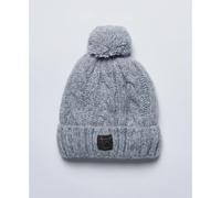 Bonnet - Superdry - Torsadé - Tweed gris moyen chiné - Doublure en Sherpa - Pompon classique