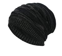 Bonnet tricoté à grosses têtes de mort en crochet pour l'hiver chaud et chaud en tricot torsadé doux et épais pour temps froid Coiffe de chimiothérapie pour femme, Noir , Taille unique