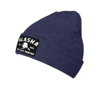 Bonnet Tricoté Alaska La Dernière Frontière Bleu Marine Bonnet d'hiver Stretchy Knit Beanie Légers Tricoté Chapeau pour Cyclisme Peche Camping