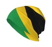 Bonnet tricoté avec drapeau de la Jamaïque - Bonnet d'hiver chaud - Double couche - Pour homme et femme - Noir
