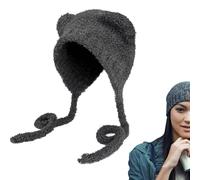 Bonnet tricoté avec oreilles d'ours - Mignon bonnet tricoté avec cache-oreilles en peluche - Bonnet mignon avec oreilles d'ours pour la famille, les amis, un anniversaire, Noël
