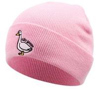 Bonnet tricoté brodé d'oie stupide Hiver chaud hommes femmes extérieur bonnet tricoté rose Multicolore G