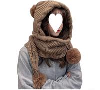 Bonnet tricoté chaud avec écharpe et cache-oreilles de style coréen, bonnet d'hiver pour femme, tissu acrylique pour l'extérieur et les saisons (kaki)