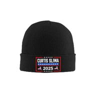 Bonnet tricoté Curtis Sliwa pour l'élection municipale de New York 2025, Chaud, Doux et Extensible, Style Toboggan, Noir