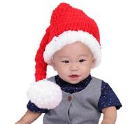 Bonnet tricoté de Noël pour bébé, chapeau de père Noël mignon fait à la main nouveau-né photographie accessoire casquette infantile au Crochet tricot pour bébés noël
