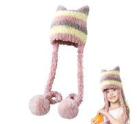 Bonnet tricoté d'hiver à Rayures - Bonnet péruvien avec Cache-Oreilles et Rayures - Bonnet d'hiver Chaud | pour Filles Adultes et pour Les Voyages, Le Camping, Les Excursions, Les réunions