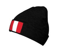 Bonnet tricoté drapeau du Pérou pour l'hiver péruvien pour homme et femme, Noir , Taille unique