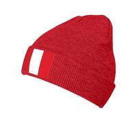 Bonnet tricoté drapeau du Pérou pour l'hiver péruvien pour homme et femme, Rouge, Taille unique