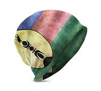 Bonnet Tricoté d'un Drapeau De Nouvelle-Calédonie Imprimé Noir, Knit Beanie Artistique Chapeau Tricot Universelle Calotte pour Adultes Cyclisme Ski