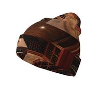 Bonnet tricoté élégant avec imprimé cave à vin rouge - Bonnet d'hiver doux unisexe