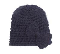 Bonnet tricoté élégant avec nœuds papillon pour bébés de 0 à 2 ans, bonnet doux, respirant, chaud, bonnet d'automne et d'hiver, bleu marine, Taille unique