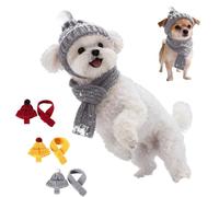 Bonnet tricoté en laine rouge avec cache-oreilles pour chien, chapeau d'hiver chaud, tour de cou tricoté avec trous pour les oreilles, joli cache-oreilles pour chiot, chapeau pour temps froid pour