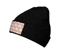 Bonnet tricoté en tricot tendance avec motifs d'animaux mignons avec bonhomme de neige - Bonnet tricoté élastique chaud pour l'extérieur, les voyages, la pêche, Noir , Taille unique