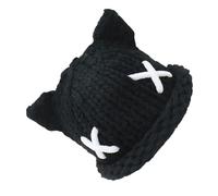 Bonnet tricoté épais en fourrure pour enfants, pour l'escalade, le ski, le sport, chaton foncé, couvre-chef surdimensionné pour bébé, noir/blanc, taille unique