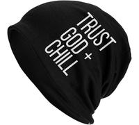 Bonnet Tricoté Fais Confiance À Dieu Et Détends-Toi Knit Beanie Moderne Bonnet d'hiver Stretchy Beanie Hat pour Cyclisme Camping Peche