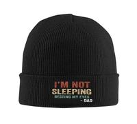 Bonnet Tricoté Je Ne Dors Pas, Je Repose Juste Mes Yeux Noirs Tricoté Chapeau Stretchy Beanie Hat Légers Knit Beanie pour Camping Jogging Cyclisme
