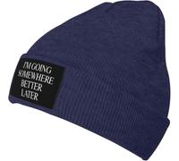 Bonnet Tricoté Je Vais Aller Quelque Part De Mieux Plus Tard Tricoté Chapeau Moderne Bonnet d'hiver Classics Knit Beanie pour Peche Cyclisme Camping