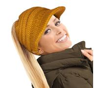 Bonnet tricoté Messy Bun en queue de cheval à pointe souple pour femme