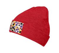Bonnet tricoté moderne du milieu du siècle rétro avec motifs tombants pour l'hiver chaud doublé polaire unisexe pour le ski, la neige, la randonnée, les activités de plein air., Rouge, Taille unique