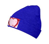 Bonnet tricoté noir, chapeau chaud imprimé petit cœur rouge, chapeau extensible sans bord, convient pour les hommes et les femmes., Bleu, taille unique