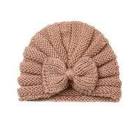 Bonnet tricoté pour bébé garçon fille solide nœud élastique turban chapeaux d'hiver filles, café, taille unique