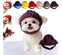 Bonnet tricoté pour chien avec cache-oreilles - Bonnet d'hiver chaud pour animaux de compagnie avec ouvertures pour oreilles - Écharpe douillette pour chiots et chatons de petite et moyenne taille (D)