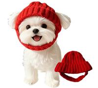 Bonnet tricoté pour chien avec protection des oreilles - Cagoule chaude et coupe-vent pour petits chiens comme le bouledogue français pour les promenades et les photos d'hiver (rouge)