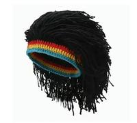 Bonnet tricoté pour dreadlock pour homme - Bonnet d'hiver chaud, costume amusant et chapeau rasta (noir)