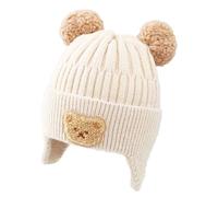 Bonnet Tricoté pour Enfants, Bébé Chapeau Chapeaux d'hiver, Chapeaux Tricotés Chauds pour Bébé, Hiver Bebe Bonnet, Bébé Chapeau pour Enfant Garçon Fille Bonnet de Chaud Automne 2 à 4 Ans (Beige)