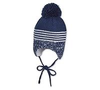 Bonnet Tricoté pour Garçon avec Pompon, Âge : 12-18 Mois, Taille : 49 cm, Bleu Marine