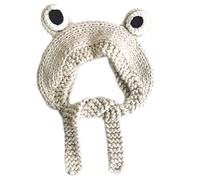 Bonnet tricoté pour grenouille - Bandeau d'hiver à rabat pour les oreilles - Accessoire photo doux et confortable - Pour enfants - Protection des oreilles de grenouille