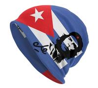 Bonnet tricoté pour la Chaleur, Chapeau tricoté Chaud d’Hiver Hip hop personnalisé Che Guevara Unisexe avec Drapeau cubain Skullies Bonnets Casquettes bolides socialisme cubain liberté Chapeaux