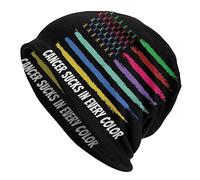 Bonnet Tricoté Quelle Que Soit La Couleur du Cancer, C'est Nul Classique Bonnet Hiver Chaud Tricot Universelle Chapeau Tricoté pour Adultes Cyclisme Ski