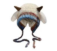 Bonnet tricoté résistant à l'hiver avec corne mignonne en peluche chaude avec oreilles doublées en polaire That's My Hat, blanc, Taille unique