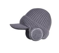 Bonnet tricoté thermique chaud au crochet - Bonnet de baseball épais pour homme - Chapeau d'extérieur résistant au froid et chaud - Chapeau d'hiver pour personnes âgées, gris foncé, Taille unique