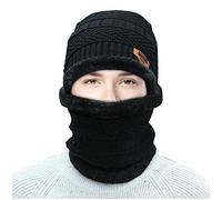 Bonnet Tricoté Unisex, 2 Pièces Hiver Bonnet Chapeau Écharpe Ensemble, Bonnet écharpe Tricot Doublure Molleton Polaire Doux Chaud Bonnet Écharpe Adultes Pas Cher